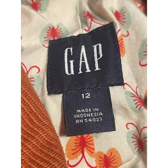 Gap Womens Orange Corduroy Blazer Jacket Size 12 Full Butterfly Lining - Picture 6 of 8